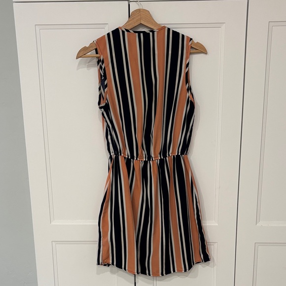 Striped Zip-Front Sleeveless Dress - S - Picture 4 of 4